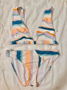 Giani Bini- Striped Pastel Bikini Set - Multicolor Stripes